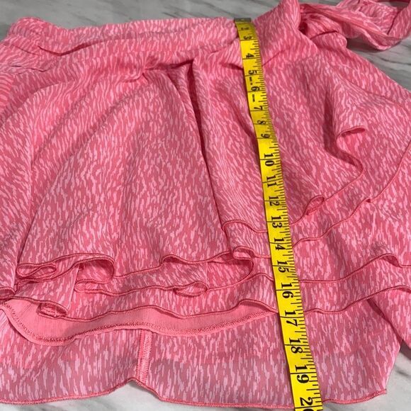 Aerie Pink Chiffon Wrap Skirt Size Large – Abstract Brushstroke Flowy Lined Mini - Picture 10 of 12